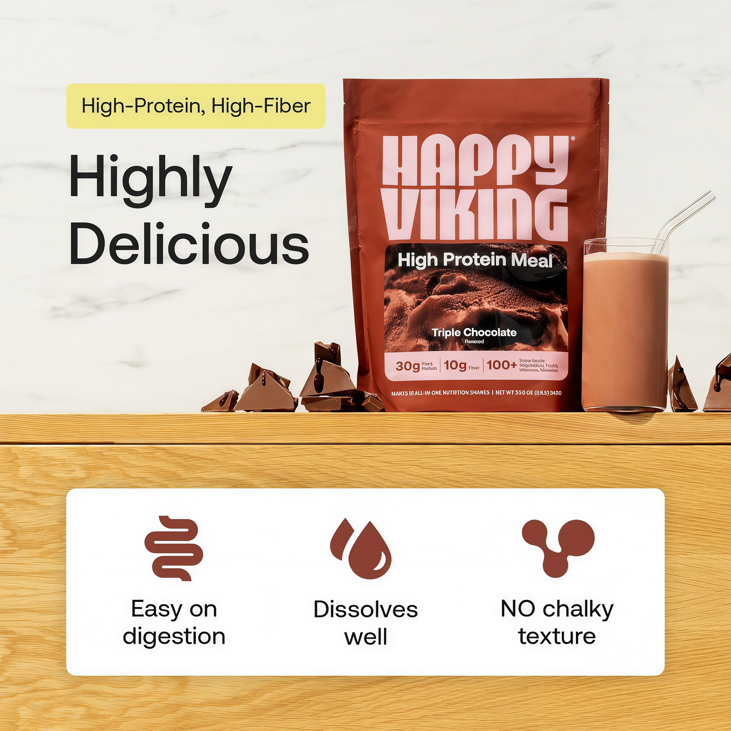 Happy Viking   High-Protein + Fiber Meal  15 Servings